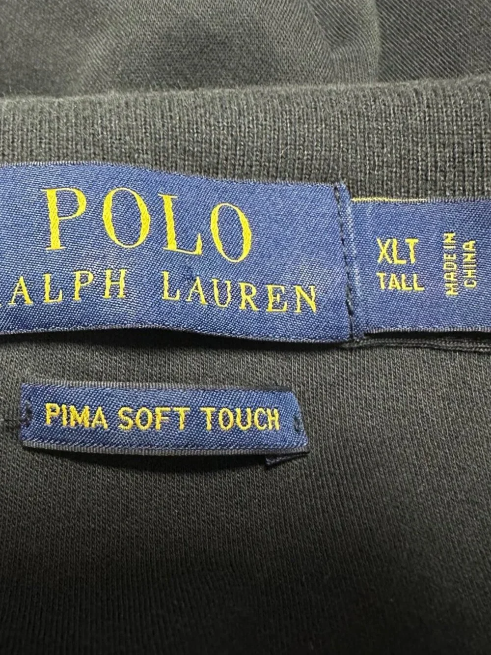 Polo Ralph Lauren Men's XL Tall Black Pima Soft Touch Polo Shirt Flesh Pony